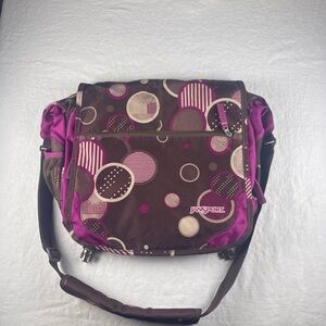 JanSport Brown & Pink Messenger Bag Travel Padded Shoulder Strap